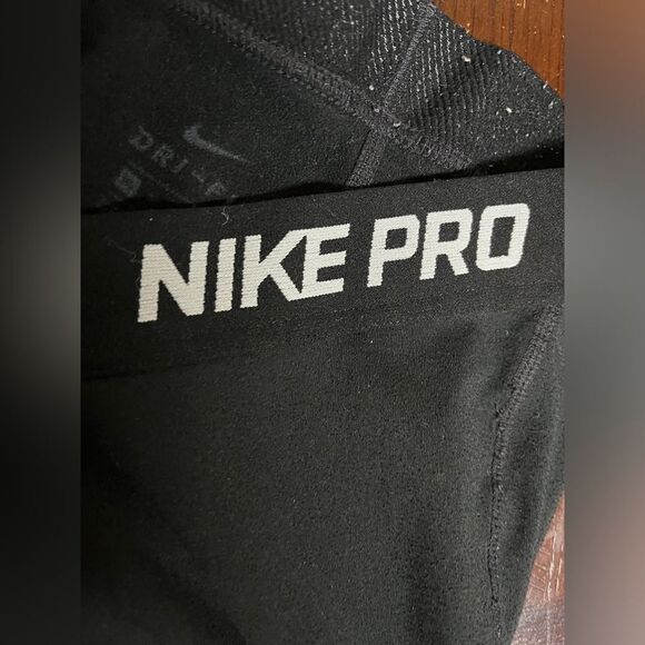 Nike Pro Black Fitted Leggings Fleece Tights Warm XS - Picture 4 of 7